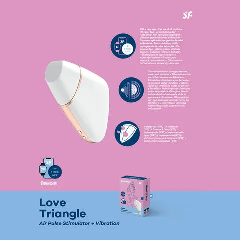 "Love Triangle" App Contolled Touch-Free USB-Rechargeable Clitoral Stimulator with Vibration