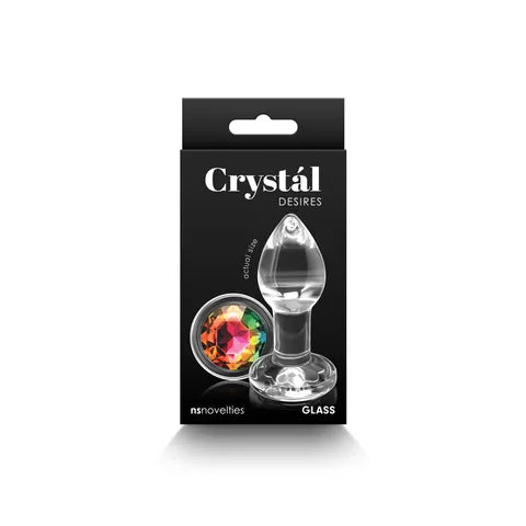 Rainbow Gem Clear Glass Butt Plug
