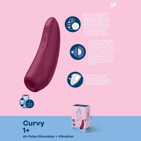 Curvy 1+ - App Contolled Touch-Free USB-Rechargeable Clitoral Stimulator with Vibration