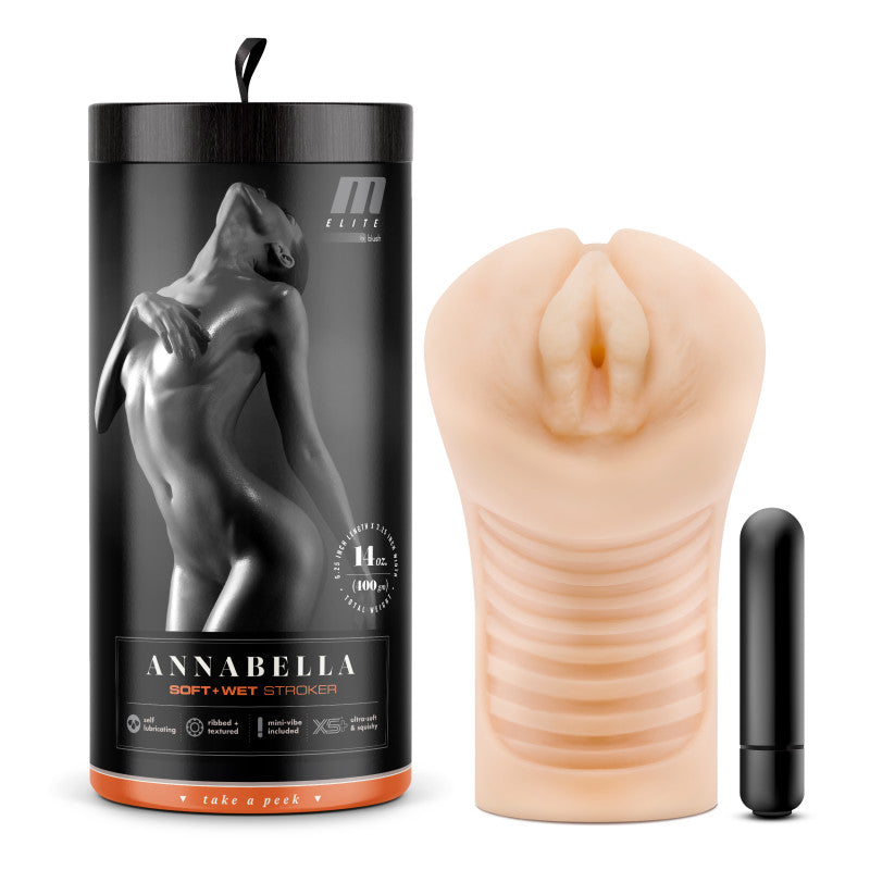 M Elite Soft and Wet "Annabella" Vibrating Vagina Stroker
