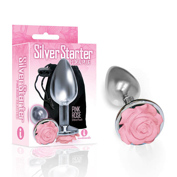 The 9's The Silver Starter Butt Plug with Rose