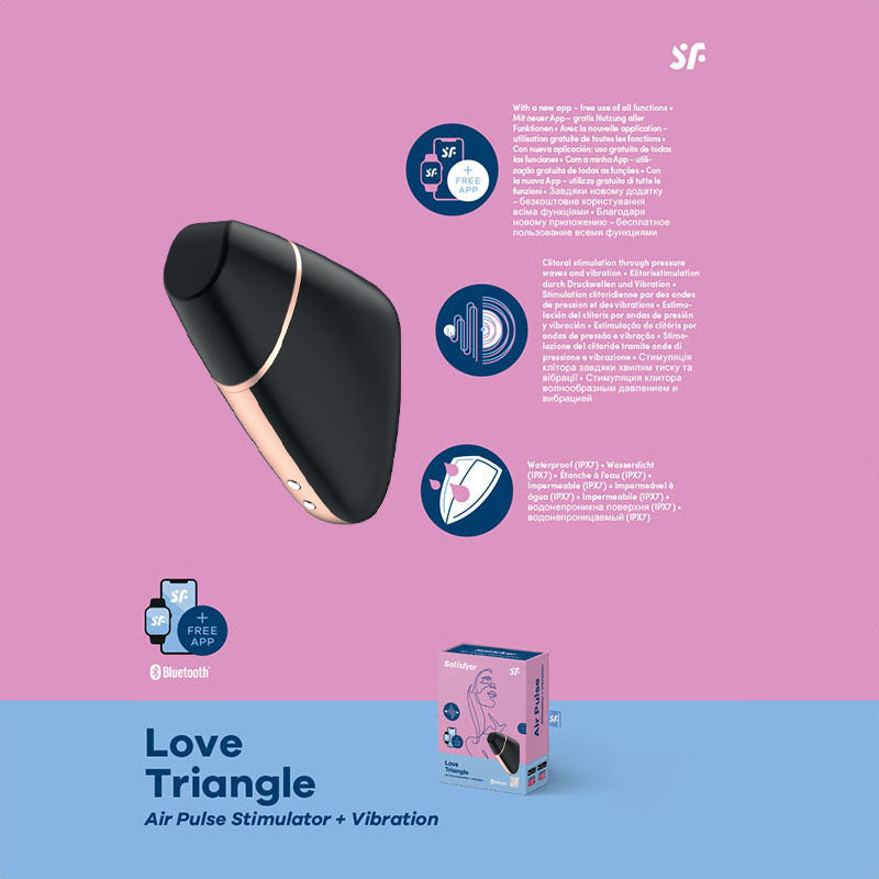 "Love Triangle" App Contolled Touch-Free USB-Rechargeable Clitoral Stimulator with Vibration