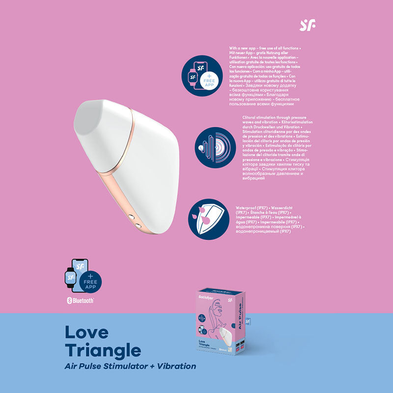 "Love Triangle" App Contolled Touch-Free USB-Rechargeable Clitoral Stimulator with Vibration