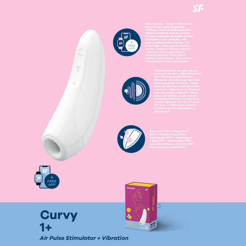 Curvy 1+ - App Contolled Touch-Free USB-Rechargeable Clitoral Stimulator with Vibration
