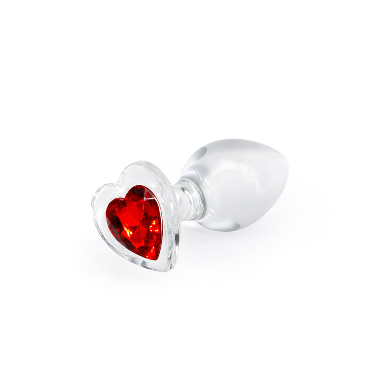 Red Heart Clear Glass Plug