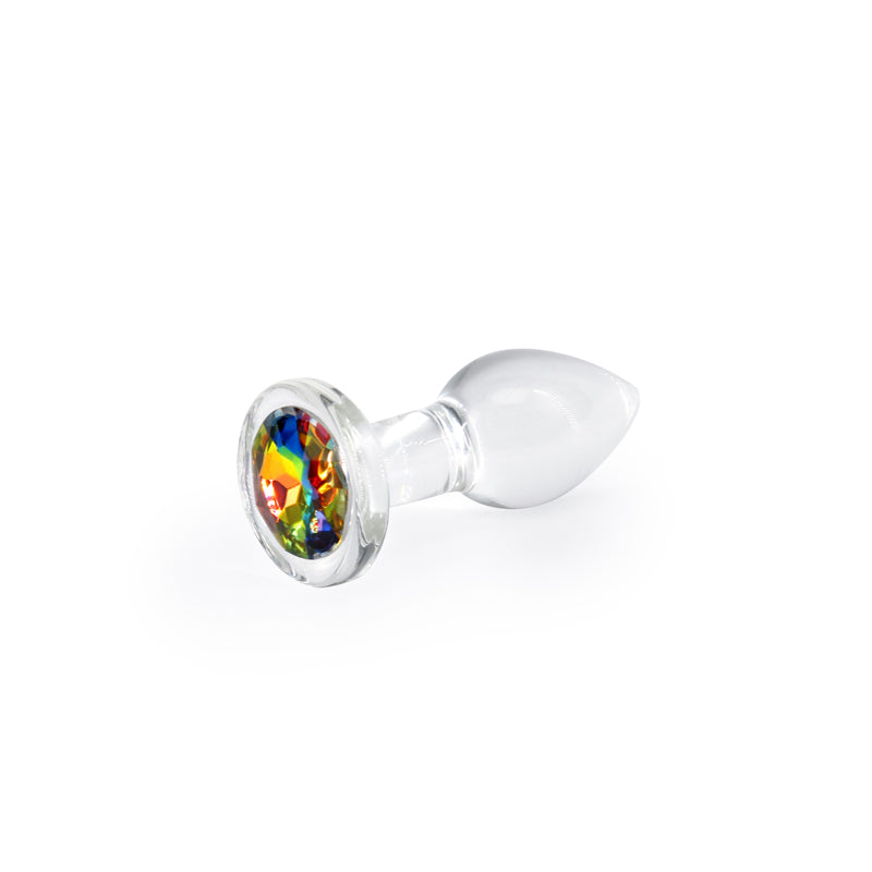 Rainbow Gem Clear Glass Butt Plug