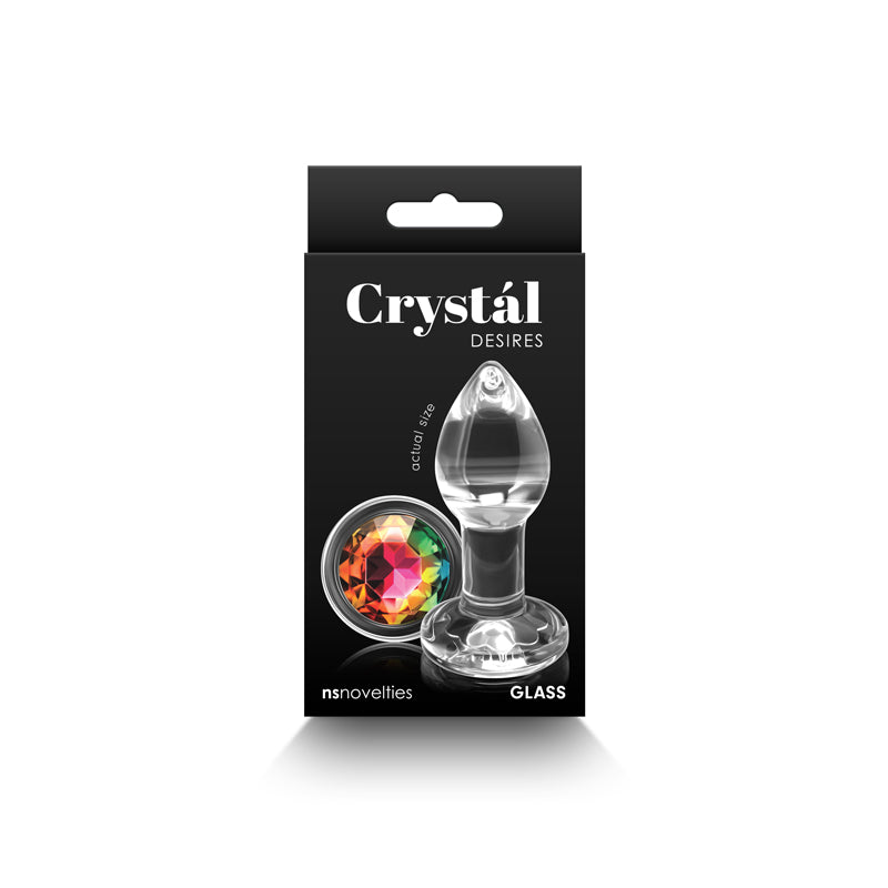 Rainbow Gem Clear Glass Butt Plug