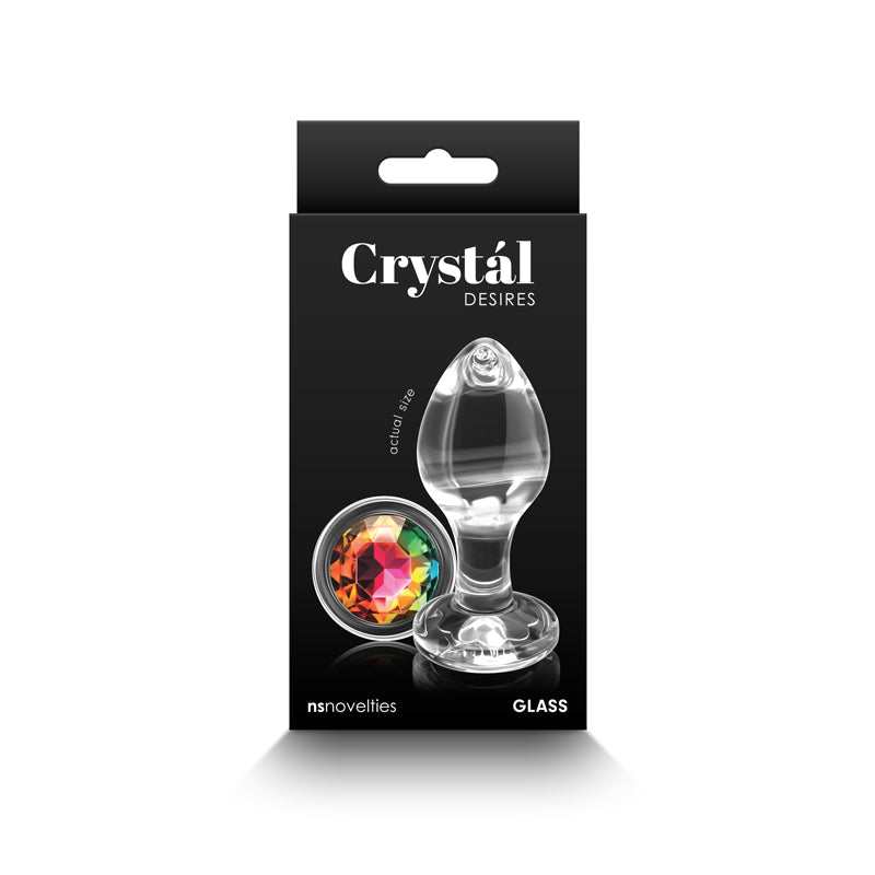 Rainbow Gem Clear Glass Butt Plug