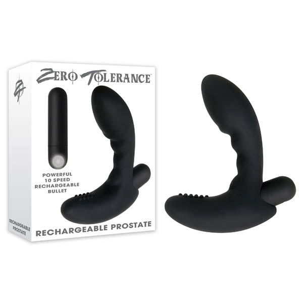 Black Prostate Massager with USB Rechargeable Bullet