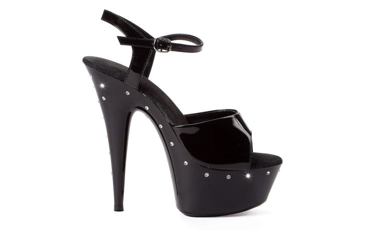 Rhinestone Platform Black 6in