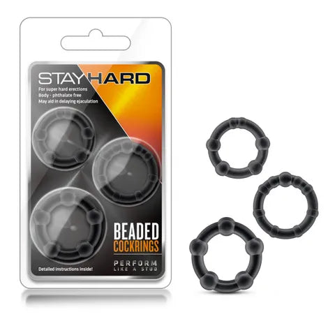 Stay Hard Beaded Cockrings Set of  3 Sizes