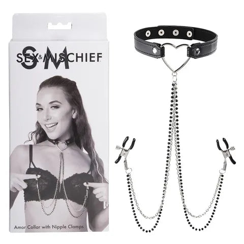 S&M Amor Collar with Nipple Clamps