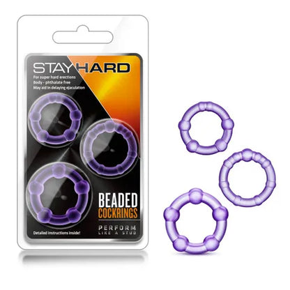 Stay Hard Beaded Cockrings Set of  3 Sizes