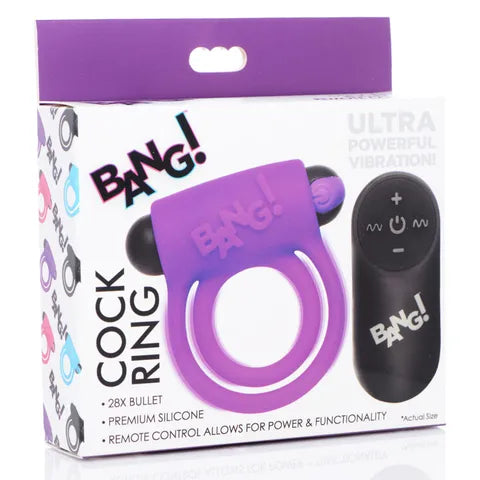 Bang! Silicone Cock Ring & Bullet Rechargeable Vibrating Cock Ring with Wireless Remote