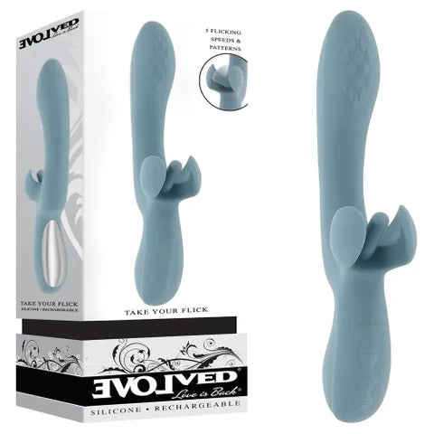 Evolved TAKE YOUR FLICK Rechargeable Vibrator with Flicking Clitoral Stimulator