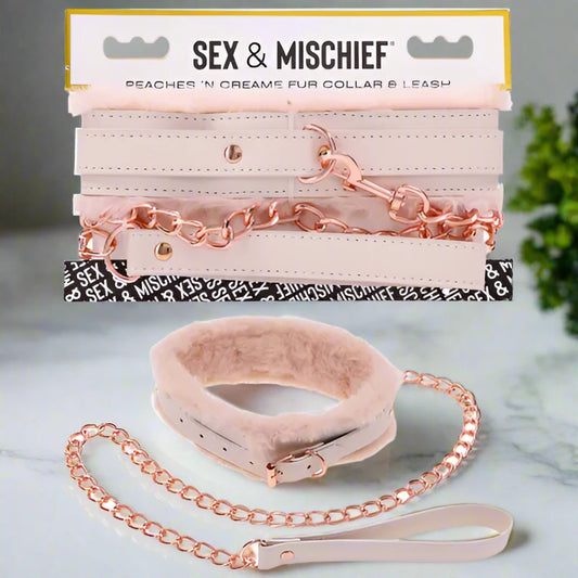 Sex & Mischief Peaches n CreaMe Fur Collar & Leash