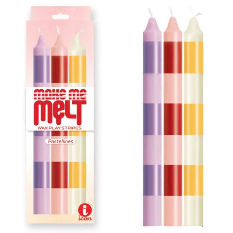 The 9's Make Me Melt Drip Candle 3-Pk, Pastellines