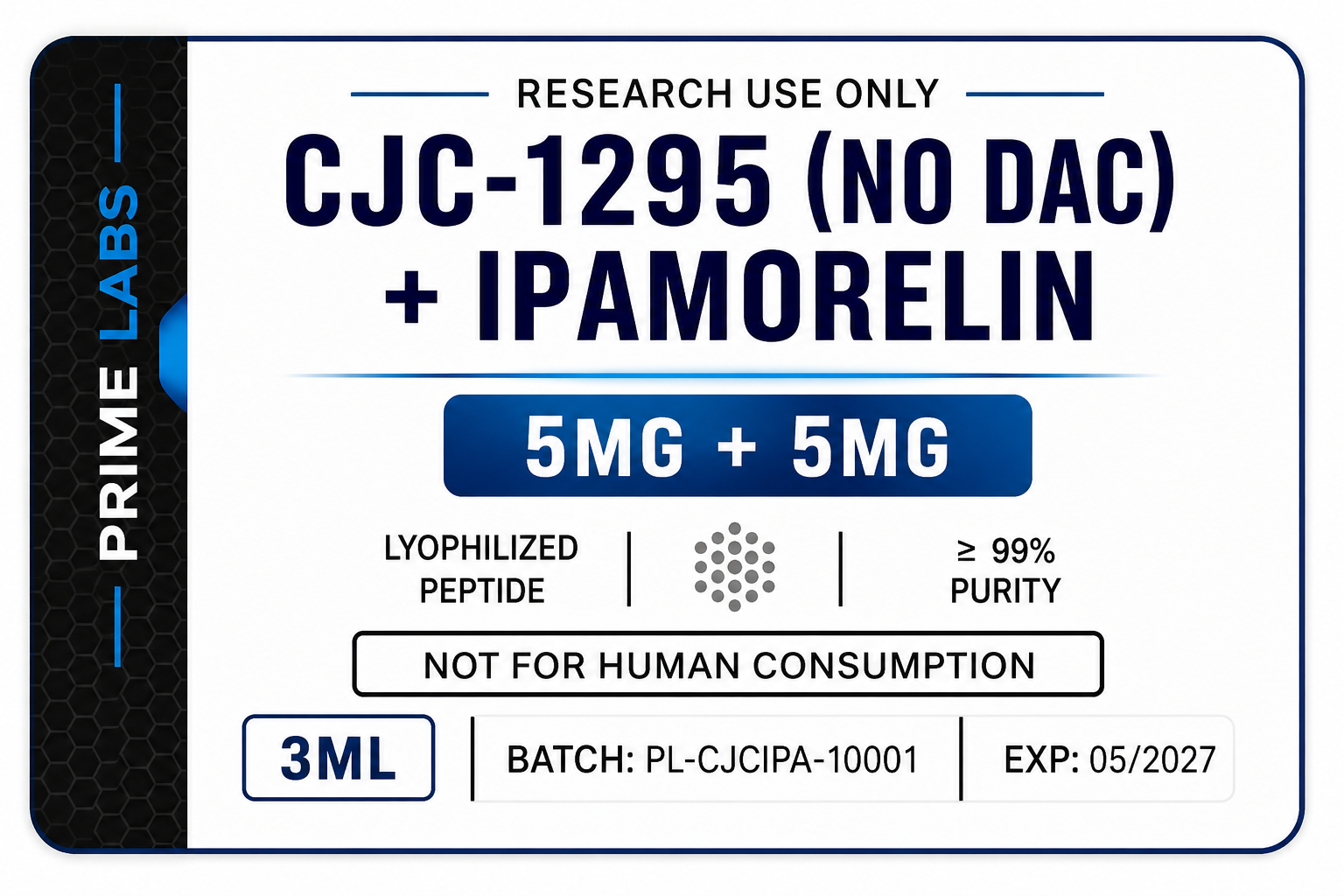 CJC-1295 (No DAC) 5mg + Ipamorelin 5mg | 10mg Blend
