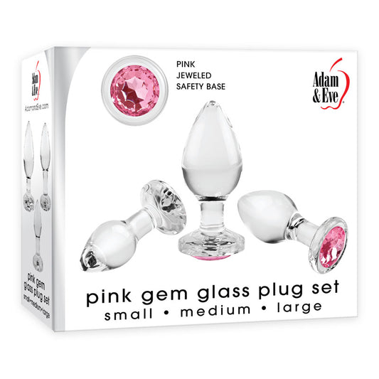 Pink Gem Glass Plug Set of 3