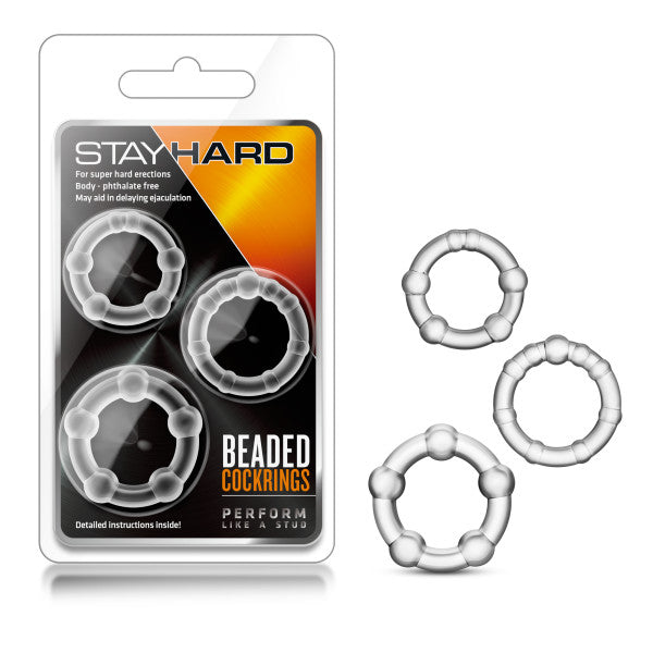 Stay Hard Beaded Cockrings Set of  3 Sizes