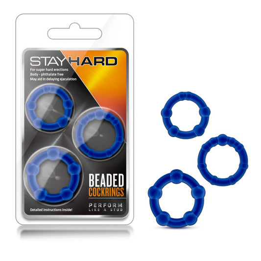 Stay Hard Beaded Cockrings Set of  3 Sizes