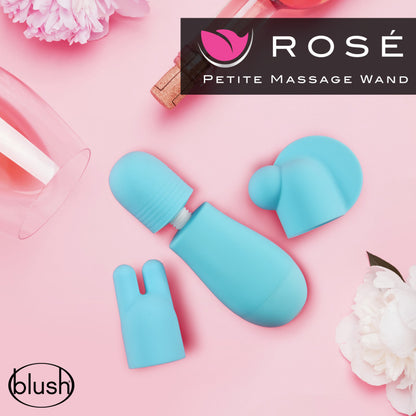 Rose Petite Massage Mini Massager Wand with Head Attachments