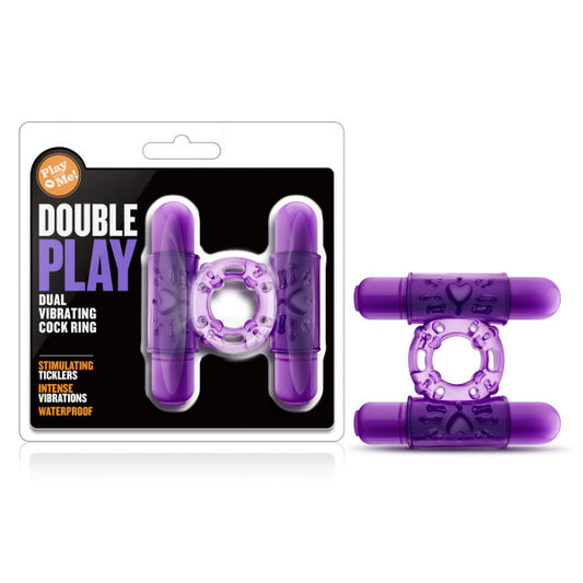 Play With Me Purple Dual Vibrating Cock Ring