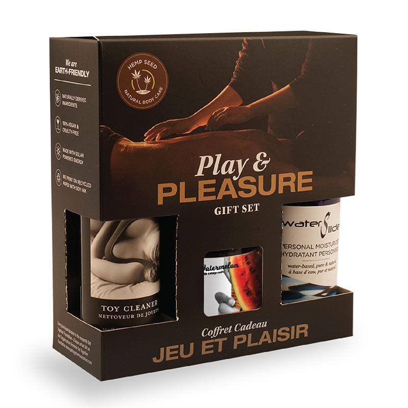 Hemp Seed Play & Pleasure Gift Set Edible Candle with Lube & Cleaner