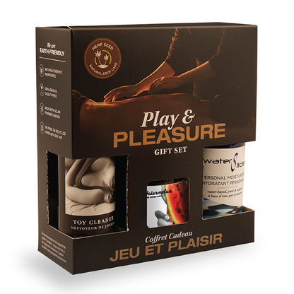 Hemp Seed Play & Pleasure Gift Set Edible Candle with Lube & Cleaner