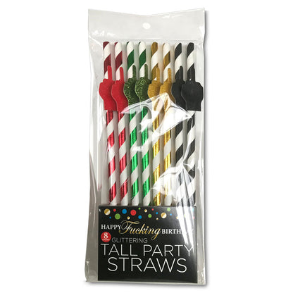 Happy Fucking Birthday Tall Party Straws 8 Pack