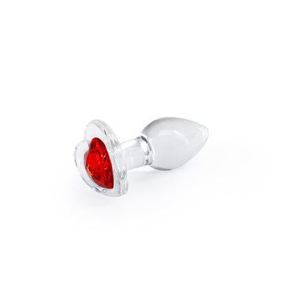 Red Heart Clear Glass Plug