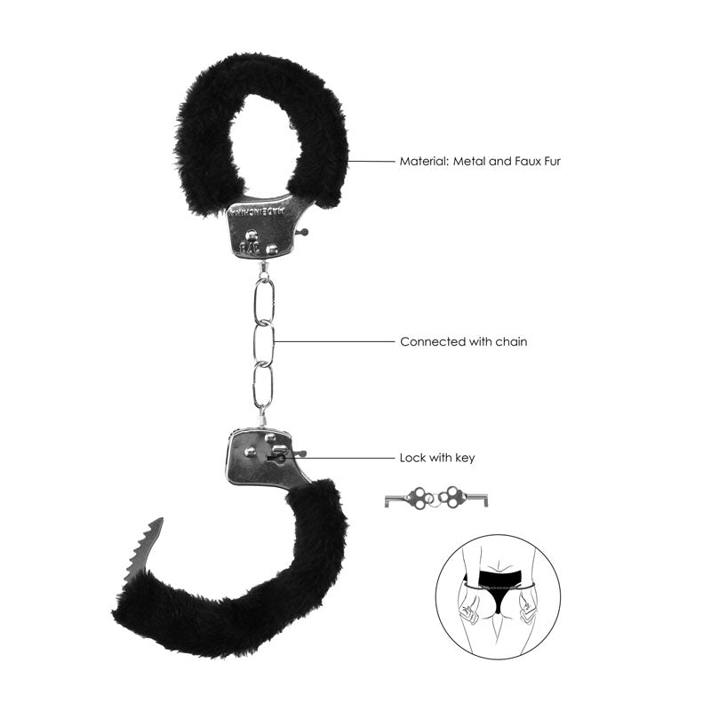 OUCH! Black & White Beginner's Furry Hand Cuffs