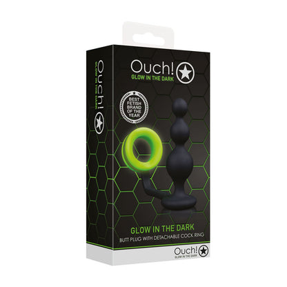 OUCH! Glow In The Dark Beads Butt Plug with Cock Ring